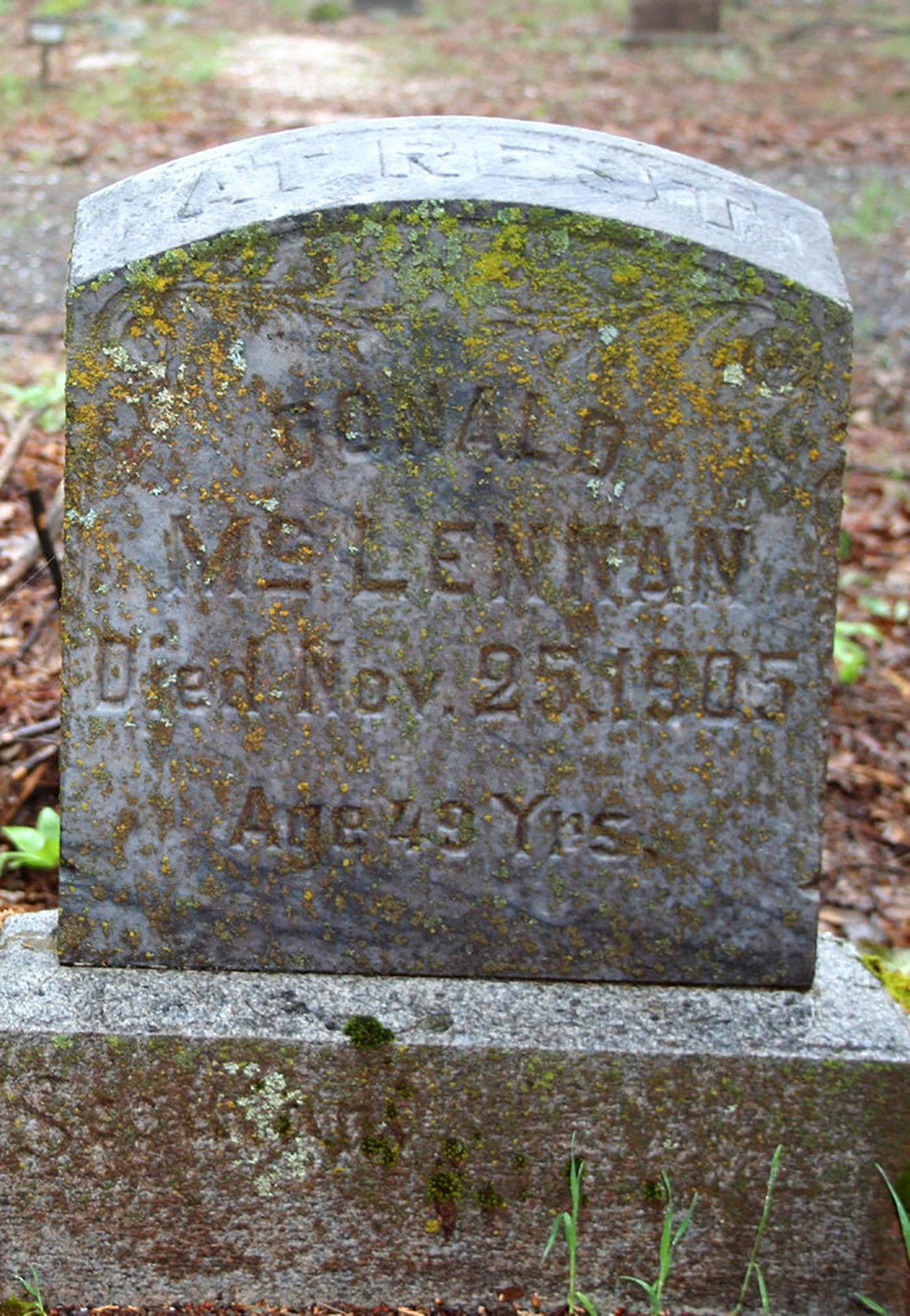 Photo of headstones/Donald McLennan Headstone 1905 Foresthill Cemetery, Placer County, California, USA